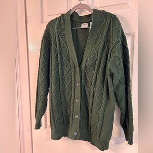 Aritzia Sunday Best XS Scarab Dark Green Cable Knit Lamora Cardigan